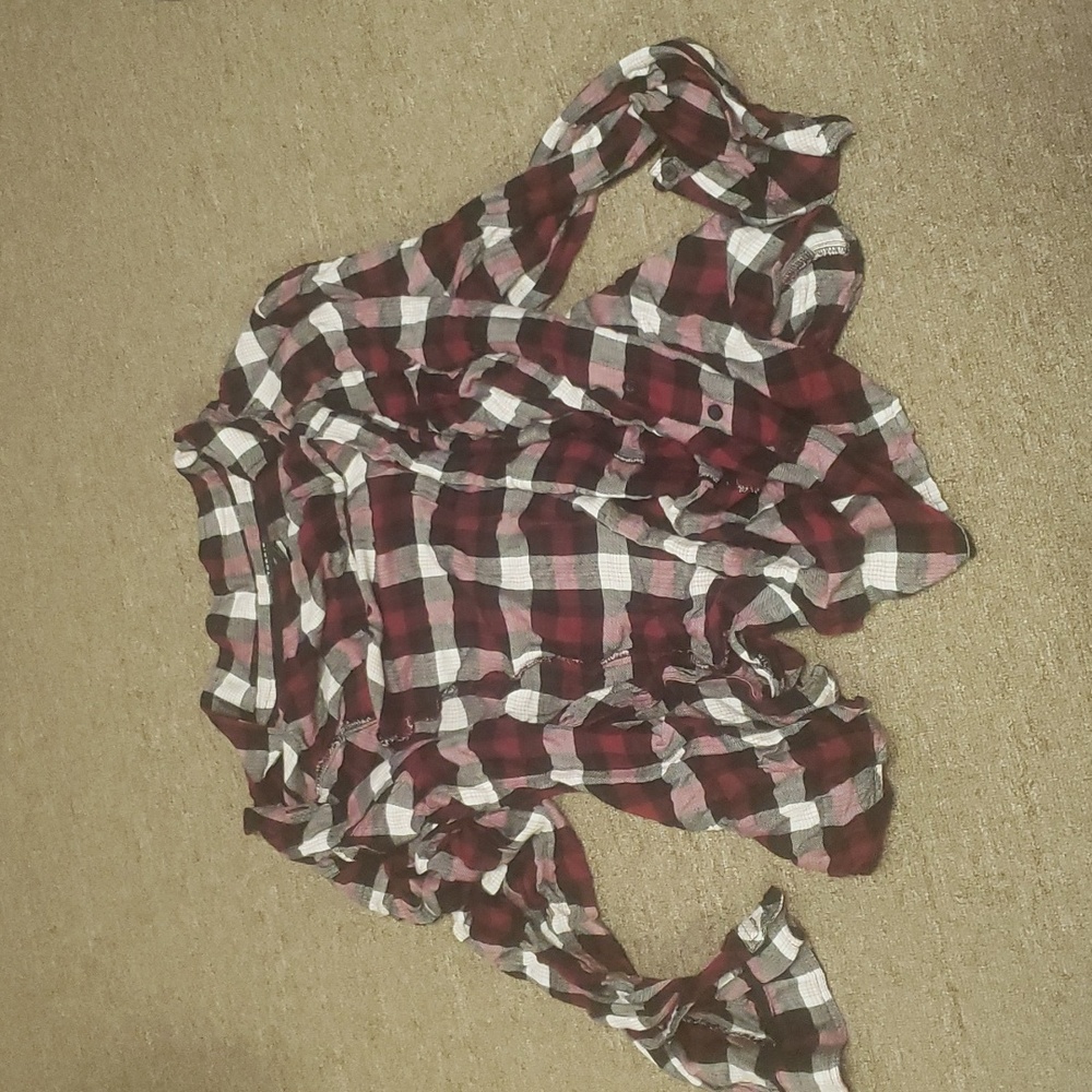 Dark Pink Plaid Button Up